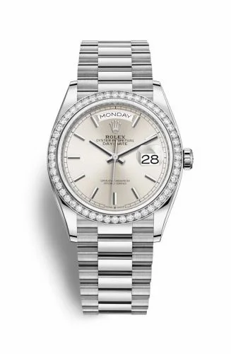 Rolex Day-Date 36 White Gold / Diamond / Silver / President 128349RBR-0001