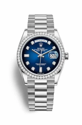 Rolex Day-Date 36 White Gold / Diamond / Blue Ombré-Diamond / President 128349RBR-0010