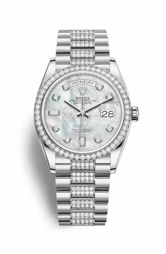 Rolex Day-Date 36 White Gold / Diamond / MOP-Diamond / President-Diamond 128349RBR-0014