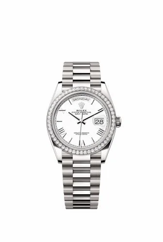 Rolex Day-Date 36 White Gold - Diamond / White - Roman / President 128349RBR-0043