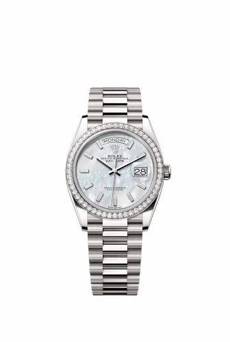 Rolex Day-Date 36 White Gold - Diamond / MOP - Baguette / President 128349RBR-0049