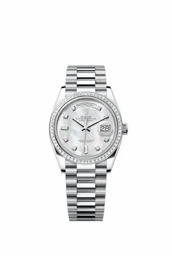 Rolex Day-Date 36 Platinum - Baguette / MOP / President 128396TBR-0005