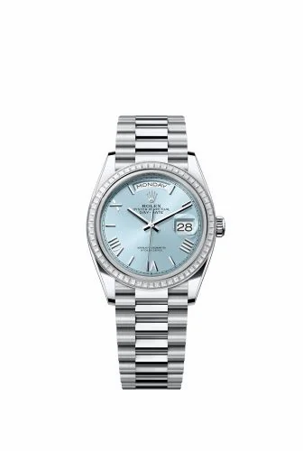 Rolex Day-Date 36 Platinum - Baguette / Ice Blue - Roman / President 128396TBR-0019