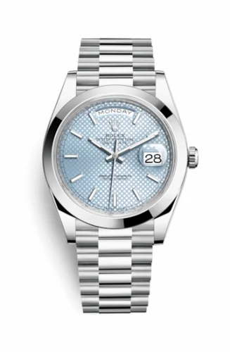 Rolex Day-Date 40 Platinum / Ice Blue Diagonal Motif 228206-0004