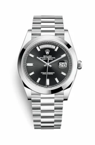 Rolex Day-Date 40 Platinum / Black - Diamond 228206-0013
