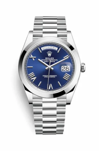 Rolex Day-Date 40 Platinum / Blue - Roman 228206-0015