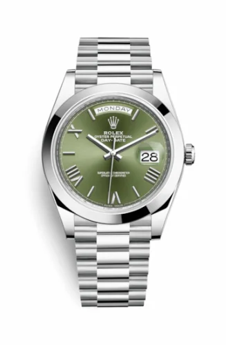 Rolex Day-Date 40 Platinum / Green - Roman 228206-0027