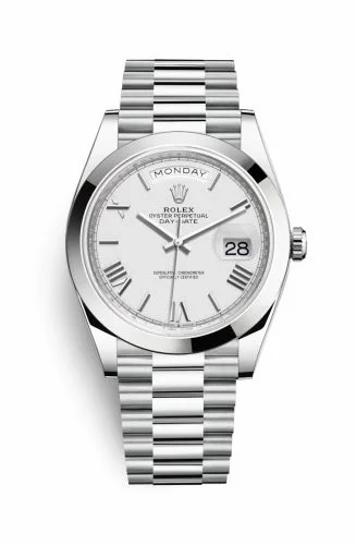 Rolex Day-Date 40 Platinum / White - Roman 228206-0028