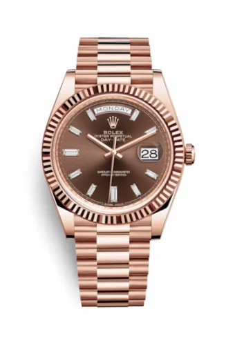 Rolex Day-Date 40 Everose / Chocolate - Baguette 228235-0003
