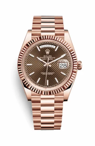 Rolex Day-Date 40 Everose / Chocolate Diagonal Motif 228235-0006