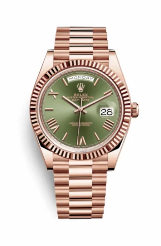 Rolex Day-Date 40 Everose / Olive - Roman 228235-0025