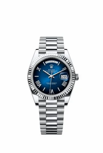 Rolex Day-Date 40 Platinum - Fluted / Blue Ombré 228236-0024