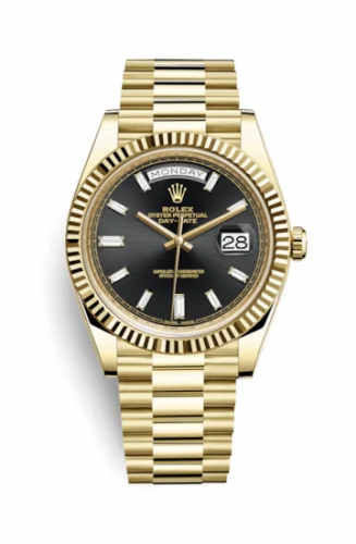 Rolex Day-Date 40 Yellow Gold / Black - Baguette 228238-0004