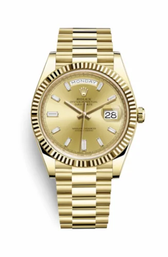 Rolex Day-Date 40 Yellow Gold / Champagne - Baguette 228238-0005