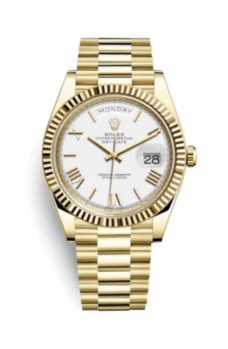 Rolex Day-Date 40 Yellow Gold / White - Roman 228238-0042