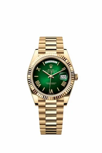Rolex Day-Date 40 Yellow Gold - Fluted / Green - Ombré 228238-0069