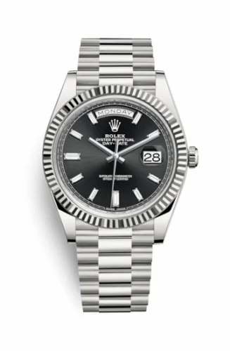 Rolex Day-Date 40 White Gold / Black - Baguette 228239-0005