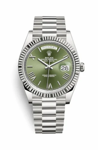 Rolex Day-Date 40 White Gold / Green - Roman 228239-0033