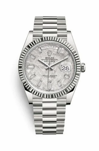 Rolex Day-Date 40 White Gold / Meteorite - Baquette 228239-0055
