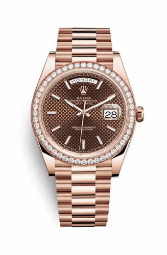 Rolex Day-Date 40 Everose / Diamond / Chocolate - Diagonal Motif 228345rbr-0005