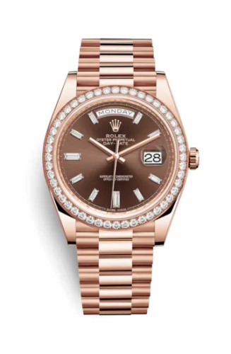 Rolex Day-Date 40 Everose - Diamond / Chocolate - Baguette 228345rbr-0006