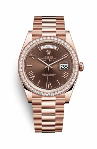 Rolex Day-Date 40 Everose - Diamond / Chocolate - Roman 228345rbr-0009