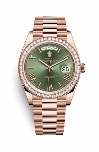 Rolex Day-Date 40 Everose - Diamond / Green - Roman 228345rbr-0011