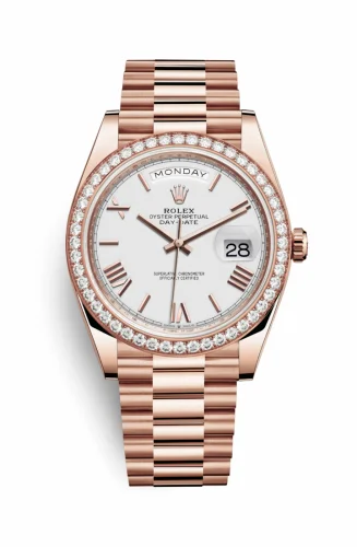 Rolex Day-Date 40 Everose - Diamond / White - Roman 228345rbr-0012