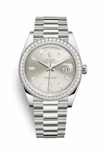 Rolex Day-Date 40 White Gold - Diamond / Silver - Baguette 228349rbr-0001