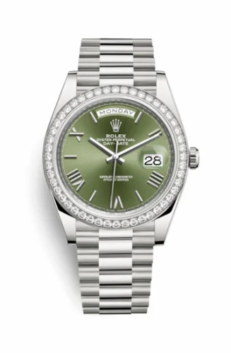 Rolex Day-Date 40 White Gold - Diamond / Green Roman 228349rbr-0030