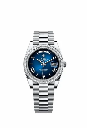 Rolex Day-Date 40 Platinum - Baguette / Blue Ombré 228396TBR-0042
