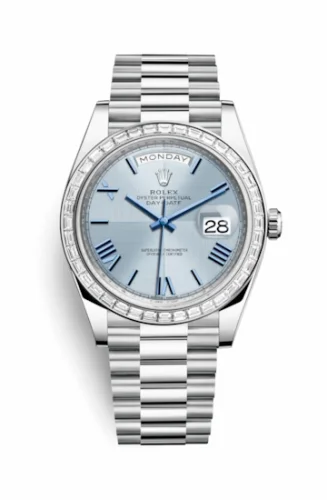 Rolex Day-Date 40 Platinum - Baguette / Ice Blue Quadrant 228396tbr-0004