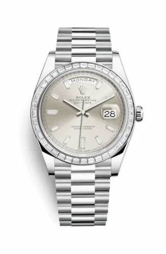 Rolex Day-Date 40 Platinum - Baguette / Silver - Baguette 228396tbr-0011