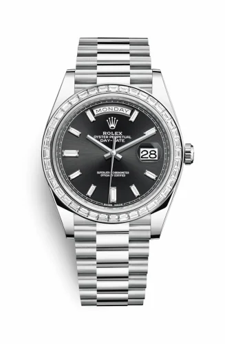 Rolex Day-Date 40 Platinum - Baguette / Black Baguette 228396tbr-0012