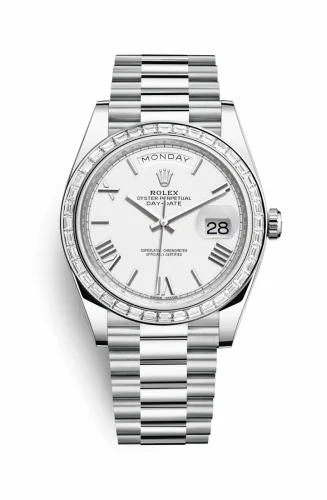 Rolex Day-Date 40 Platinum - Baguette / White Roman 228396tbr-0018