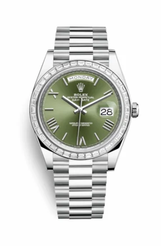 Rolex Day-Date 40 Platinum - Baguette / Green Roman 228396tbr-0020