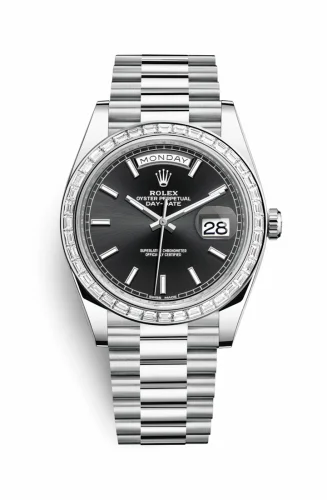 Rolex Day-Date 40 Platinum - Baguette / Black 228396tbr-0024