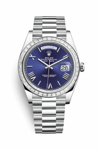 Rolex Day-Date 40 Platinum - Baguette / Blue Roman 228396tbr-0026