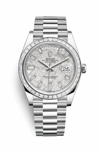 Rolex Day-Date 40 Platinum - Baguette / Meteorite - Baguette 228396tbr-0027