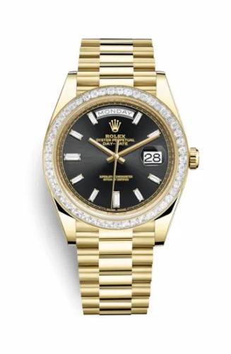 Rolex Day-Date 40 Yellow Gold - Baguette / Black - Baguette 228398tbr-0001