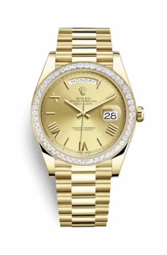 Rolex Day-Date 40 Yellow Gold - Baguette / Champagne - Roman 228398tbr-0003