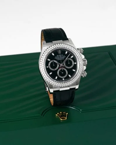 Rolex Daytona White Gold Double Row Strap Black 116589rbr-0001
