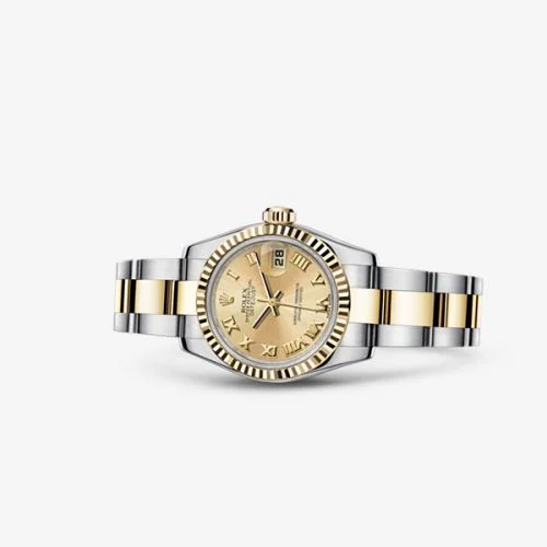 Rolex Lady-Datejust 26 Rolesor Fluted Champagne Oyster 179173-0186