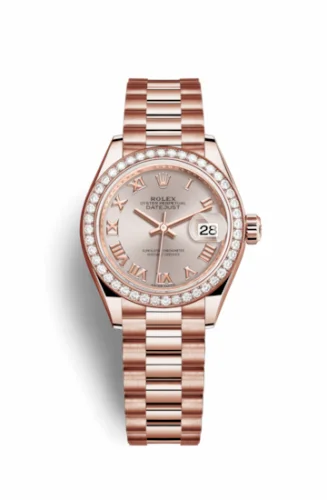 Rolex Lady-Datejust 28 Everose Diamond / President / Sundust Roman 279135rbr-0013