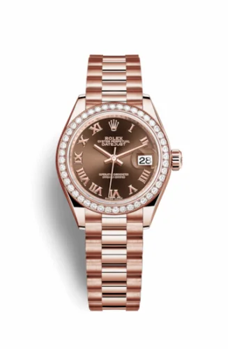 Rolex Lady-Datejust 28 Everose Diamond / President / Chocolate Roman 279135rbr-0016