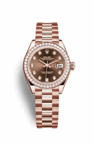 Rolex Lady-Datejust 28 Everose Diamond / President / Chocolate Diamond 279135rbr-0017