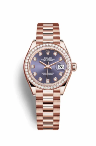 Rolex Lady-Datejust 28 Everose Diamond / President / Aubergine 279135rbr-0020