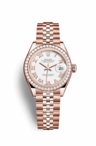 Rolex Lady-Datejust 28 Everose Diamond / Jubilee / White Roman 279135rbr-0024