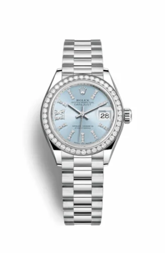 Rolex Lady-Datejust 28 Platinum Diamond / President / Ice Blue Diamonds 279136rbr-0001