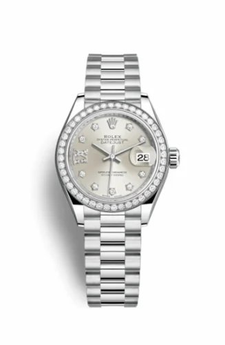 Rolex Lady-Datejust 28 Platinum Diamond / President / Silver Diamonds 279136rbr-0003